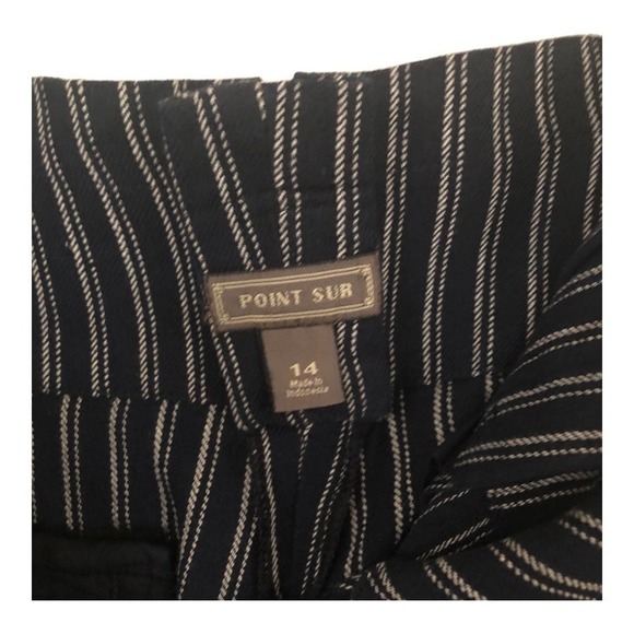 J. Crew Point Sur Pleated Front Pinstripe Dress Pants Black Women's Size 14 - Picture 5 of 7